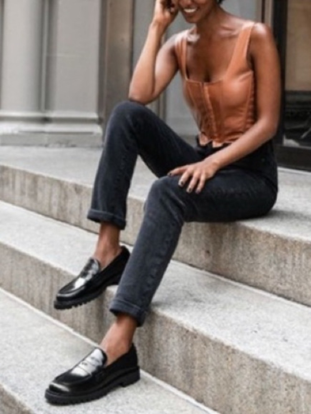 Thursday The Penny Loafer Lug Sole Chunky Preppy Black